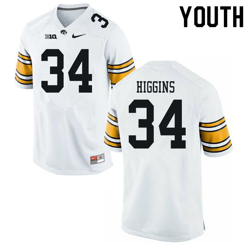 Youth #34 Jay Higgins Iowa Hawkeyes College Football Jerseys Sale-White - Click Image to Close